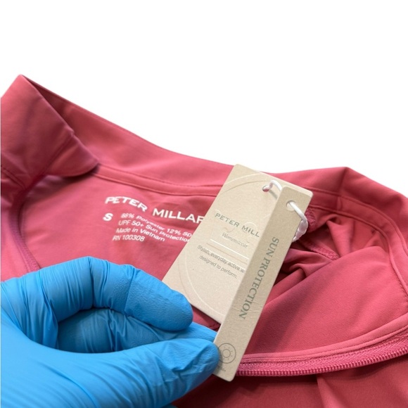 PETER MILLAR WOMEN'S SUN PROTECTION LONG SLEEVE 1/4 ZIP TOP GOLF PINK SMALL NEW - Picture 9 of 14